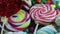Sugar Color Chewy Gelatin Candy Rotating on Table