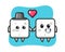 Sugar cube cartoon character couple with fall in love gesture