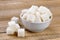 Sugar cubes in bowl