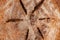 Sugar Flaky Crust of homemade apple pie as a textured background. Traditional autumn dessert for Thanksgiving Day. Flat lay. Macro