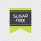 Sugar Free  green and grey label. Vector sign isolated on transparent background. Illustration symbol for food, diet, icon,