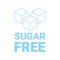 Sugar free icon. Sugar cube refined sign. No sugar added product package design. Blue outline sugar free food symbol