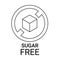 Sugar free icon. Sugar cube refined sign. No sugar added product package design. Outline sugar free food symbol. Vector