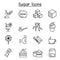 Sugar icon set in thin line style