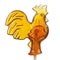 Sugar Lollipop in the Shape of Rooster on White Background