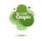 Sugar low badge. Green amoeba design of sticker for diet menu, poster, flyer, food packaging.