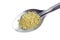 Sugar, Sugar in spoon, Sugar cane granulated sugar yellow on stainless spoon concept of Half a tablespoon on white background