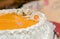 Sugar textured flower on a delicious wedding cake.