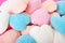 Sugared candy in shape of hearts