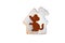 Sugared gingerbread house with silhouette of a mouse inside. Problems with rodents at home