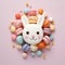 Sugary Safari: A Whimsical Bunny Face Crafted from Artful Macarons and Meringues