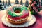 An sugary sugar donut and Christmas tree by AI Generated