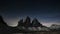 Suggestive overview at night to Three peaks of Lavaredounder the starry sky - Sesto Dolomites