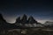 Suggestive overview at night to Three peaks of Lavaredounder the starry sky - Sesto Dolomites