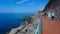 Suggestive seaside promenade of the Ligurian village of nervi Genoa Italy