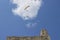 Suggestive view of Rocca Calascio Castle with paraglide