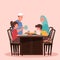 Suhoor and Iftar Party with Family vector illustration