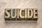 Suicide word in letterpress wood type