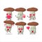 Suillus mushroom cartoon character with love cute emoticon