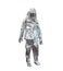 Suit color silver fire protection, protects the firefighter from high temperatures. In extreme temperature fires. Mannequin isolat