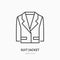 Suit jacket flat line icon. Traditional clothing sign. Thin linear logo for apparel shop