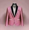 Suit jacket in pink colour. Stylish rose coloured tux with black lapels