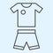 Suit thin line icon. Shorts and t-shirt, baseball or football uniform cloth. Sport vector design concept, outline style