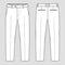 Suit trousers. Vector technical sketch. Mockup template