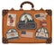 Suitcase with American symbols and monuments