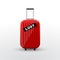 Suitcase with black Lost sticker. Baggage lost during transport concept. Vector illustration