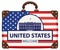 Suitcase in colors of American flag
