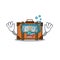 Suitcase diving in the cartoon with mascot