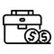 Suitcase dollar icon, outline style