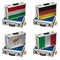 Suitcase with Euro flags and money