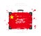 Suitcase with the flag of China. Lettering