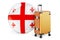 Suitcase with Georgian flag. Georgia travel concept, 3D rendering