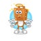 Suitcase head angel with wings vector. cartoon character