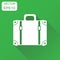 Suitcase icon. Business concept case pictogram. Vector illustration on green background with long shadow.