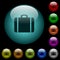 Suitcase icons in color illuminated glass buttons