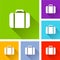 Suitcase icons with long shadow