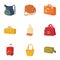 Suitcase icons set, cartoon style