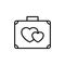 Suitcase with love icon. honeymoon holiday travel illustration. simple clean monoline symbol