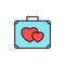 Suitcase with love icon. honeymoon holiday travel illustration. simple clean monoline symbol