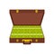 Suitcase money icon, flat style