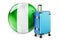Suitcase with Nigerian flag. Nigeria travel concept, 3D rendering
