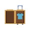 Suitcase open with clothes shirt