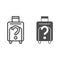 suitcase and question mark line and solid icon, security check concept, baggage control vector sign on white background