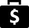 Suitcase silhouette drawing icon with money symbol