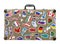 suitcase stickers of the flags of the countries from travels aro