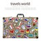 suitcase stickers of the flags of the countries from travels around the world
